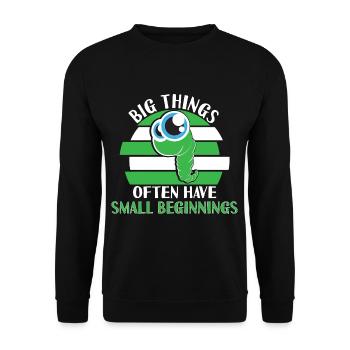 Big Things Often Have Small Beginnings - Unisex Pullover - Schwarz - Vorne - Alina (178cm) & Michal (187cm)