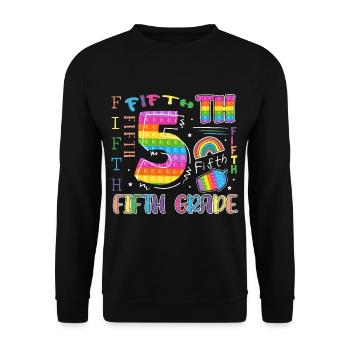 5.Klasse Schulkind Erster Schultag - Unisex Pullover - Schwarz - Vorne - Alina (178cm) & Michal (187cm)