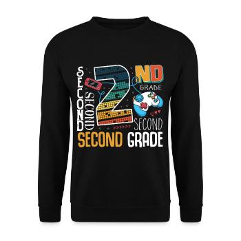 2nd Grade Gaming Schoolchild - Unisex Sweatshirt - black - Front - Alina (178cm) & Michal (187cm)