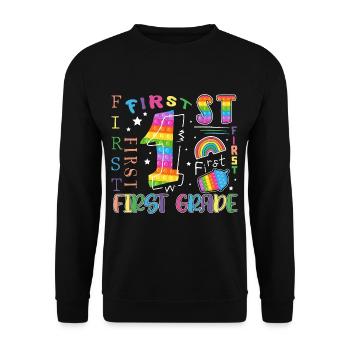 1st Grade Pop It Schoolchild - Unisex Sweatshirt - black - Front - Alina (178cm) & Michal (187cm)