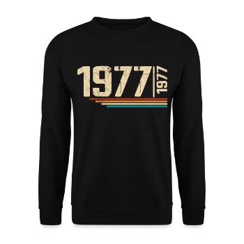 Millésime Anniversaire 1977 Fête Anniversaire 1977 - Sweat-shirt Unisexe - noir - Devant - Alina (178cm) & Michal (187cm)