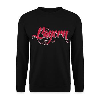 Cooler Bayern Schriftzug in rot! - Unisex Pullover - Schwarz - Vorne - Alina (178cm) & Michal (187cm)