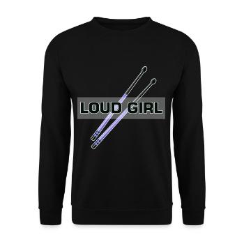 Lautes Mädchen Schlagzeuger Percussion Musical Ban - Unisex Pullover - Schwarz - Vorne - Alina (178cm) & Michal (187cm)