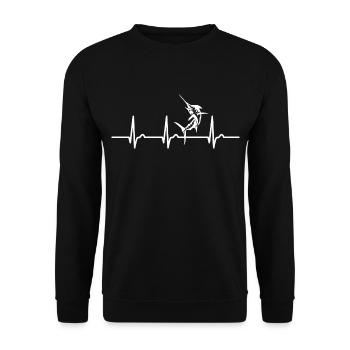Courbe ECG Courbe cardiaque - Espadon Pêche en haute mer - Sweat-shirt Unisexe - noir - Devant - Alina (178cm) & Michal (187cm)