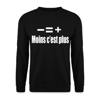 Moins C’est Plus - Sweat-shirt Unisexe - noir - Devant - Alina (178cm) & Michal (187cm)