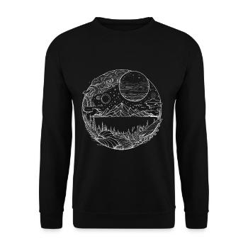 Psychedelic landscape as fine line graphics - Unisex Sweatshirt - black - Front - Alina (178cm) & Michal (187cm)