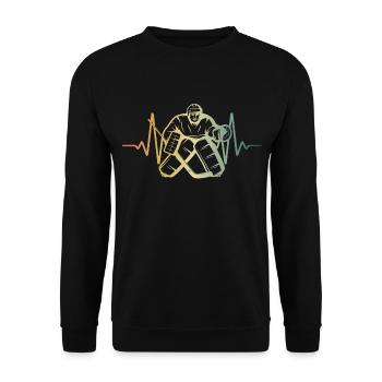 Heartbeat Goalie Hockey sur glace ECG Pulse - Sweat-shirt Unisexe - noir - Devant - Alina (178cm) & Michal (187cm)