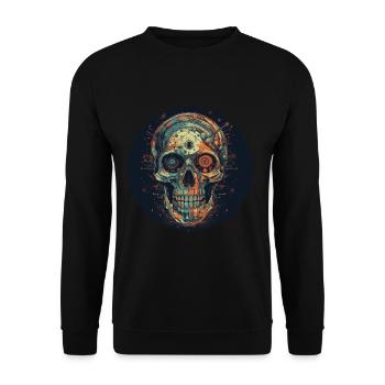 Retro Futuristic Skull Skull Cyborg - Unisex Sweatshirt - black - Front - Alina (178cm) & Michal (187cm)
