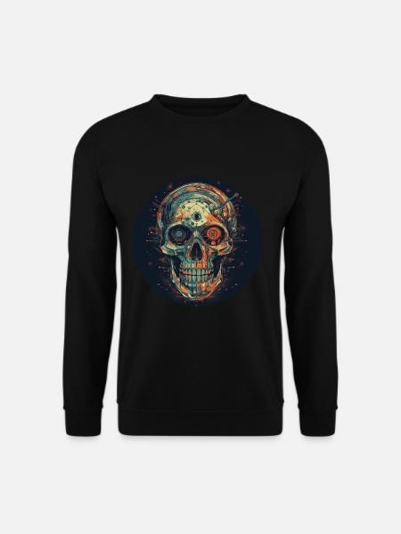 Retro Futuristischer Totenkopf Skull Cyborg - Unisex Pullover - Schwarz