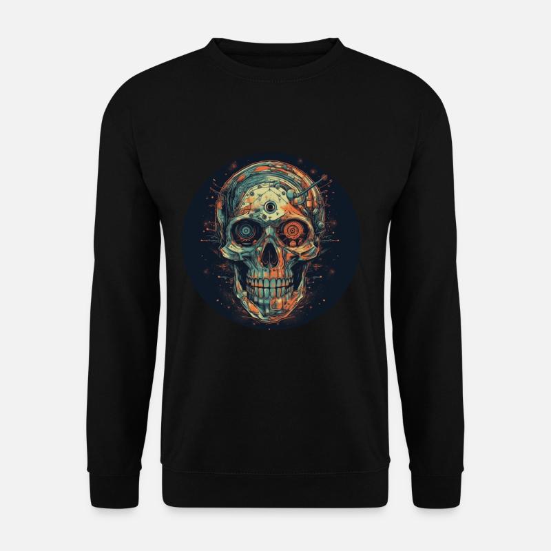 Retro Futuristischer Totenkopf Skull Cyborg - Unisex Pullover - Schwarz