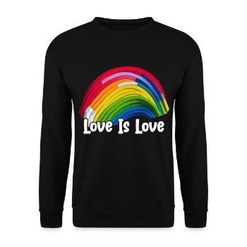 Prideful Skies LGBTQ gay pride Rainbow Love - Unisex Pullover - Schwarz - Vorne - Alina (178cm) & Michal (187cm)
