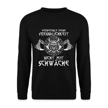 Verwechsle Meine Freundlichkeit Nicht Mit Schwäche - Unisex Pullover - Schwarz - Vorne - Alina (178cm) & Michal (187cm)