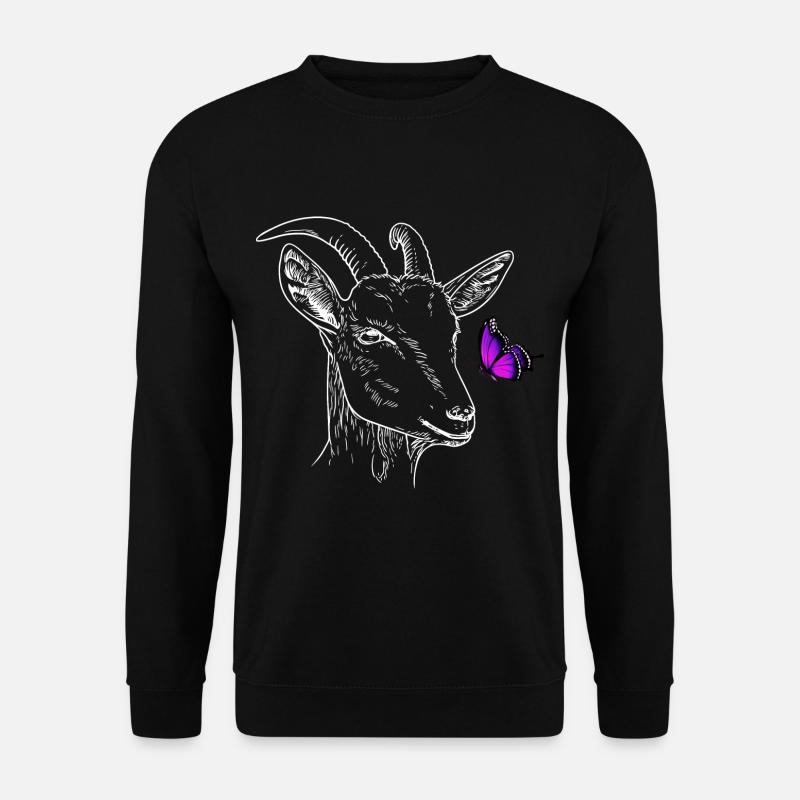 Goat with butterfly - Unisex Sweatshirt - black