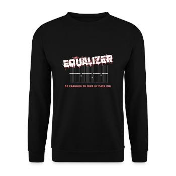 The Equalizer: Klangverbesserung als Statement - Unisex Pullover - Schwarz - Vorne - Alina (178cm) & Michal (187cm)