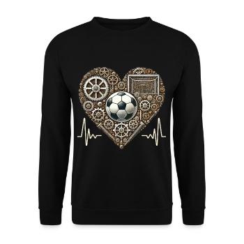 Fußball Herzschlag Steampunk Fußballspieler - Unisex Pullover - Schwarz - Vorne - Alina (178cm) & Michal (187cm)