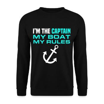 Drôle Mon bateau Mes règles Je suis le capitaine - Sweat-shirt Unisexe - noir - Devant - Alina (178cm) & Michal (187cm)