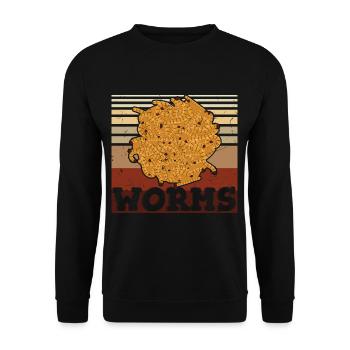Vintage Worms Distressed - Unisex Pullover - Schwarz - Vorne - Alina (178cm) & Michal (187cm)