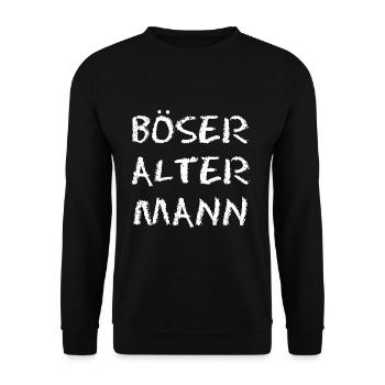 Böser alter Mann - Schriftzug - Unisex Pullover - Schwarz - Vorne - Alina (178cm) & Michal (187cm)
