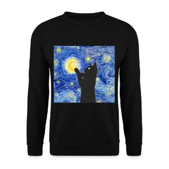 Vincent Van Gogh Chat - Sweat-shirt Unisexe - noir - Devant - Alina (178cm) & Michal (187cm)