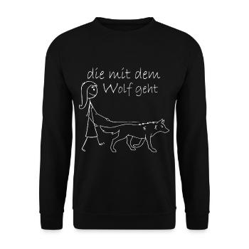 Who goes with the wolf - Unisex Sweatshirt - black - Front - Alina (178cm) & Michal (187cm)