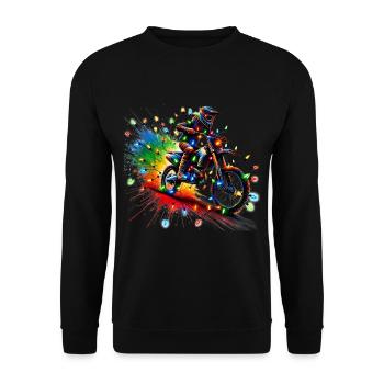 Christmas Motocross Lights Dirt Bike Rider Xmas - Unisex Pullover - Schwarz - Vorne - Alina (178cm) & Michal (187cm)