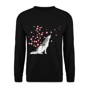 Cherry Blossom Husky Japanese Sakura Flower - Unisex Sweatshirt - black - Front - Alina (178cm) & Michal (187cm)
