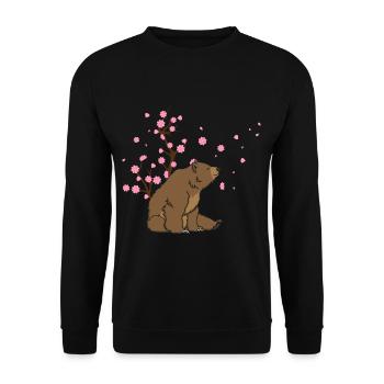 Cherry Blossom Bear Japanese Sakura Flower - Unisex Sweatshirt - black - Front - Alina (178cm) & Michal (187cm)