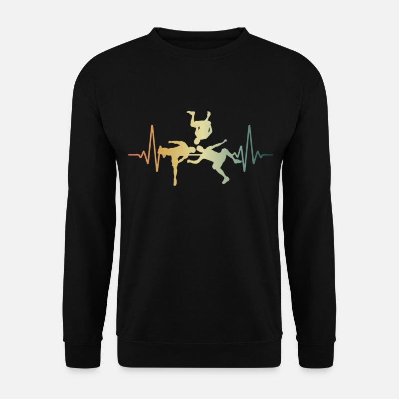 Heartbeat Parkour Sideflip ECG Pulse - Sweat-shirt Unisexe - noir