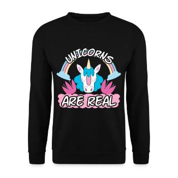 Unicorns Are Real - Unisex Pullover - Schwarz - Vorne - Alina (178cm) & Michal (187cm)
