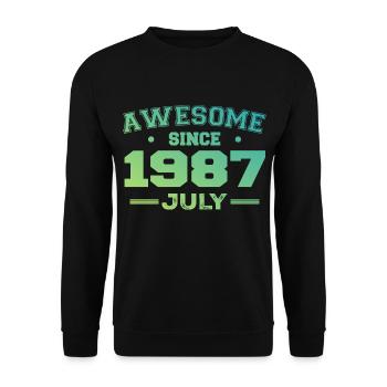 Juli 1987 Geburtstagsfeier Juli 1987 Retro - Unisex Pullover - Schwarz - Vorne - Alina (178cm) & Michal (187cm)