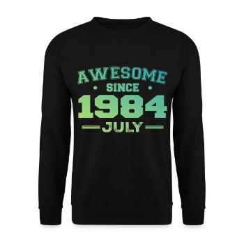 Juli 1984 Geburtstagsfeier Juli 1984 Retro - Unisex Pullover - Schwarz - Vorne - Alina (178cm) & Michal (187cm)