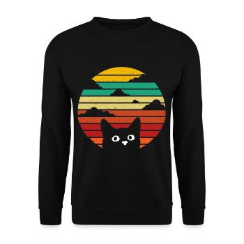 Rétro vintage chat coucher de soleil chat vintage - Sweat-shirt Unisexe - noir - Devant - Alina (178cm) & Michal (187cm)