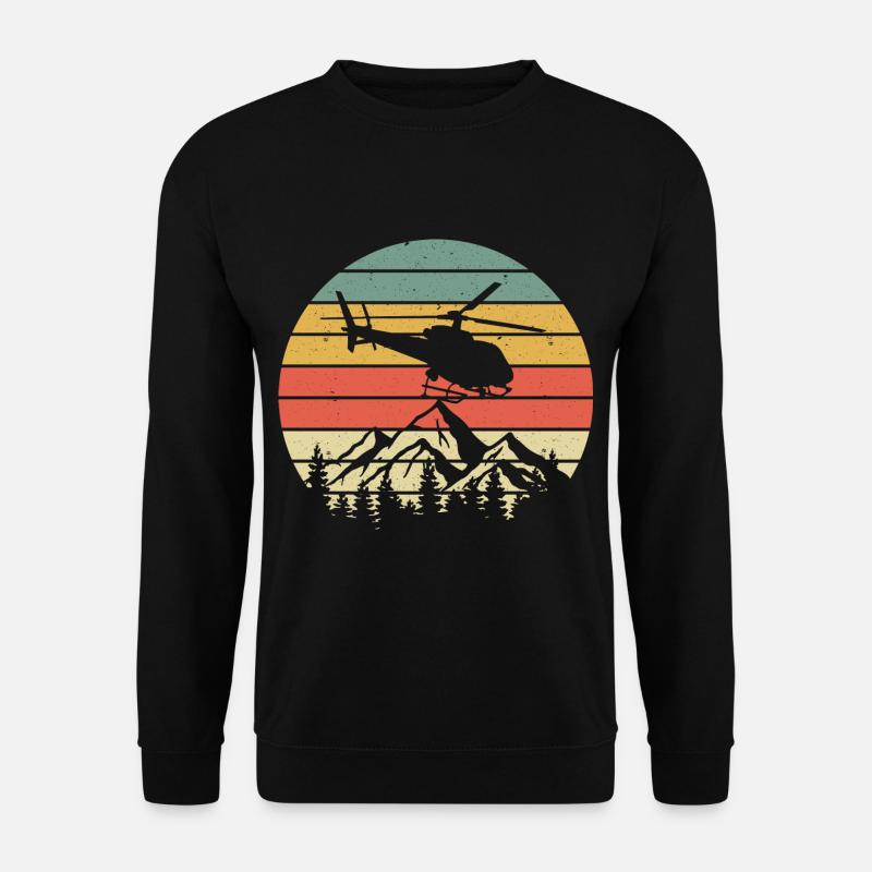 Vintage helicopter mountains retro pilot gift - Unisex Pullover - Schwarz