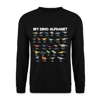 Mein Dino Alphabet - Unisex Pullover - Schwarz - Vorne - Alina (178cm) & Michal (187cm)