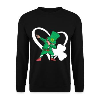 Dabbing St. Patty Cloverleaf Hat Heart - Unisex Sweatshirt - black - Front - Alina (178cm) & Michal (187cm)