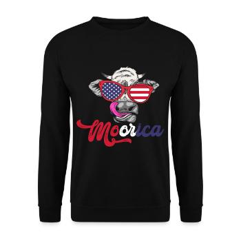 Moorica Cow USA Drapeau - Sweat-shirt Unisexe - noir - Devant - Alina (178cm) & Michal (187cm)