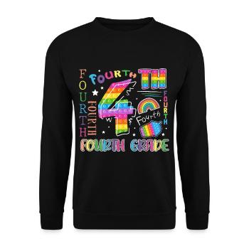 4.Klasse Schulkind Erster Schultag Vierte Klasse - Unisex Pullover - Schwarz - Vorne - Alina (178cm) & Michal (187cm)