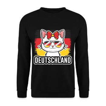Deutschland Katze Fußball Katzenliebhaber - Unisex Pullover - Schwarz - Vorne - Alina (178cm) & Michal (187cm)