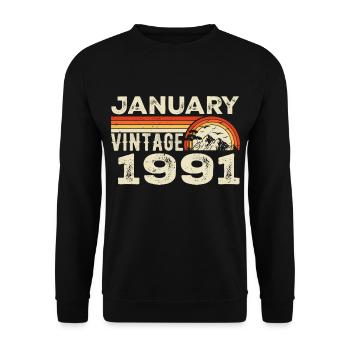 January 1991 Vintage Birthday 1991, Born in 1991 - Unisex Sweatshirt - black - Front - Alina (178cm) & Michal (187cm)