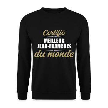 Zertifiziert als beste Jeans françois der Welt - Unisex Pullover - Schwarz - Vorne - Alina (178cm) & Michal (187cm)