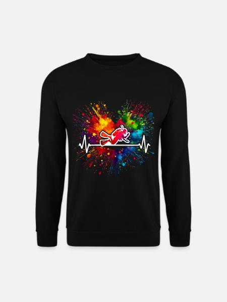 Tauchen Herzschlag Farbspritzer - Unisex Pullover - Schwarz