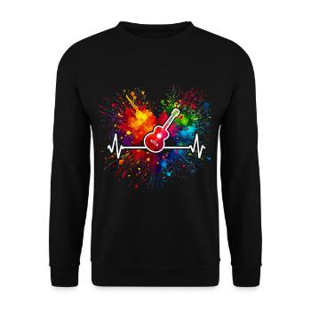 Gitarre Herzschlag - Unisex Pullover - Schwarz - Vorne - Alina (178cm) & Michal (187cm)