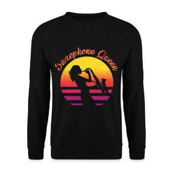 Saxophone Queen - Unisex Pullover - Schwarz - Vorne - Alina (178cm) & Michal (187cm)