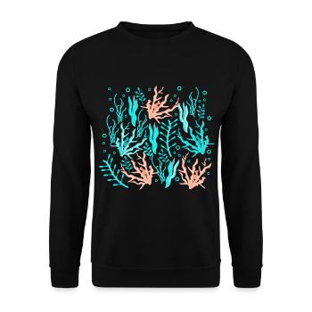 under water plant patterns - Unisex Sweatshirt - black - Front - Alina (178cm) & Michal (187cm)
