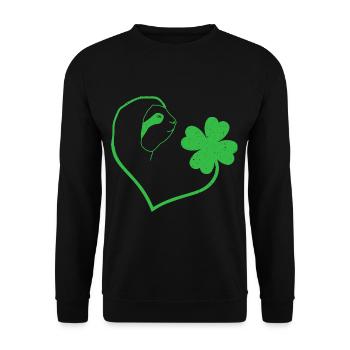 Paresseux Cloverleaf Coeur Cloverleaf - Sweat-shirt Unisexe - noir - Devant - Alina (178cm) & Michal (187cm)