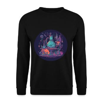 Magical Alchemist Laboratory with Fillets, Bottles - Unisex Sweatshirt - black - Front - Alina (178cm) & Michal (187cm)