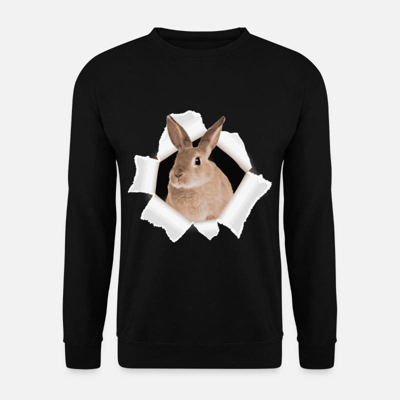 Bunny looking through hole - Unisex Sweatshirt - black
