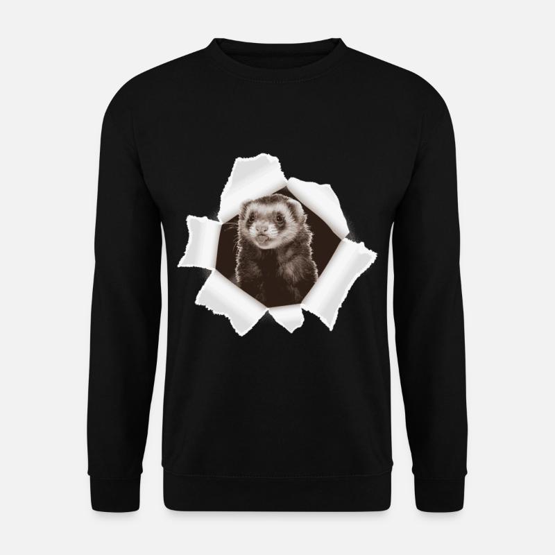 Weasel looking through hole - Unisex Sweatshirt - black