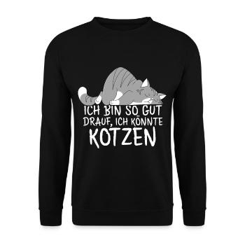 Ich bin so gut drauf ich könnte Kotzen - Unisex Pullover - Schwarz - Vorne - Alina (178cm) & Michal (187cm)