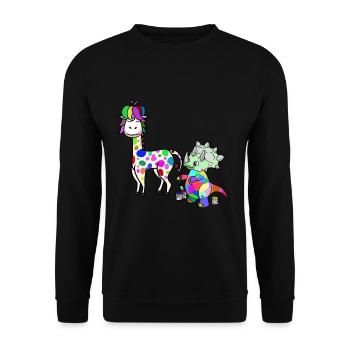 Fantasy Sauvage Giraffe Dino artiste Enfants - Sweat-shirt Unisexe - noir - Devant - Alina (178cm) & Michal (187cm)